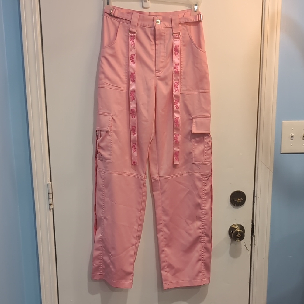 Dolls Kill x Bratz Passion For Satin Pink Cargo Pants Size Small *Flaws